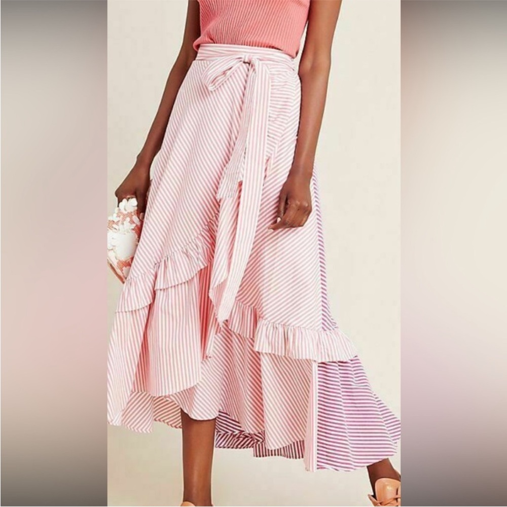 NWT Anthropologie Maeve Penny Ruffled Midi Skirt - Picture 3 of 8